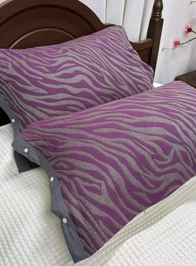 似水流年-紫色棉麻按扣枕套48*74cm（两条装）