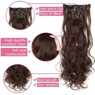 Clip in Hair Extensions 6PCS Set Long Curly Wavy Synthetic