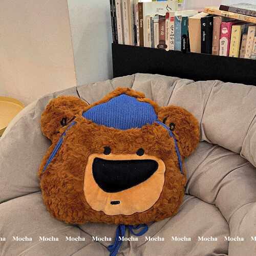 可爱日帽熊毛绒玩小具公仔生睡玩抱偶觉枕沙发靠垫布AAJ娃娃送人