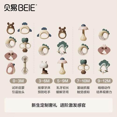 0婴儿具生儿手铃新3-6个月17003岁摇幼儿早教安-玩抚宝宝固齿器礼