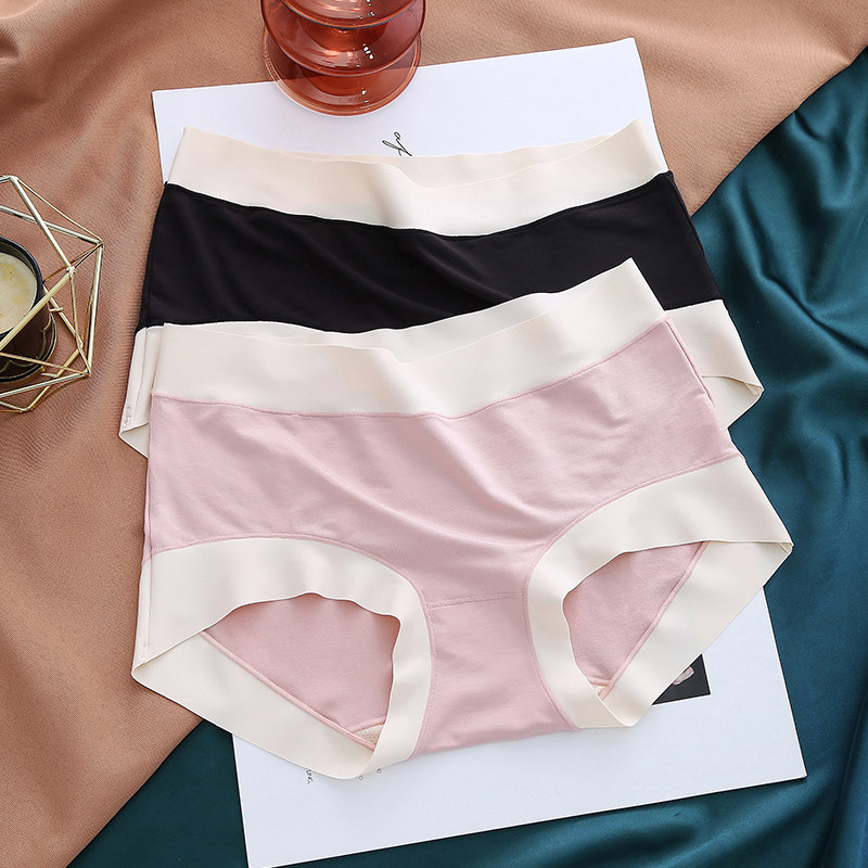 3条 欧美奢华撞色拼接超柔软莫代尔无痕内裤女高腰性感三角短裤头,女士内衣/男士内衣/家居服,女三角裤,淘宝优惠券,粉丝福利购,淘宝优惠卷