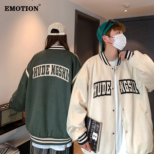 EMOTION美式外套男春秋款青少年潮牌百搭上衣复古情侣棒球服夹克