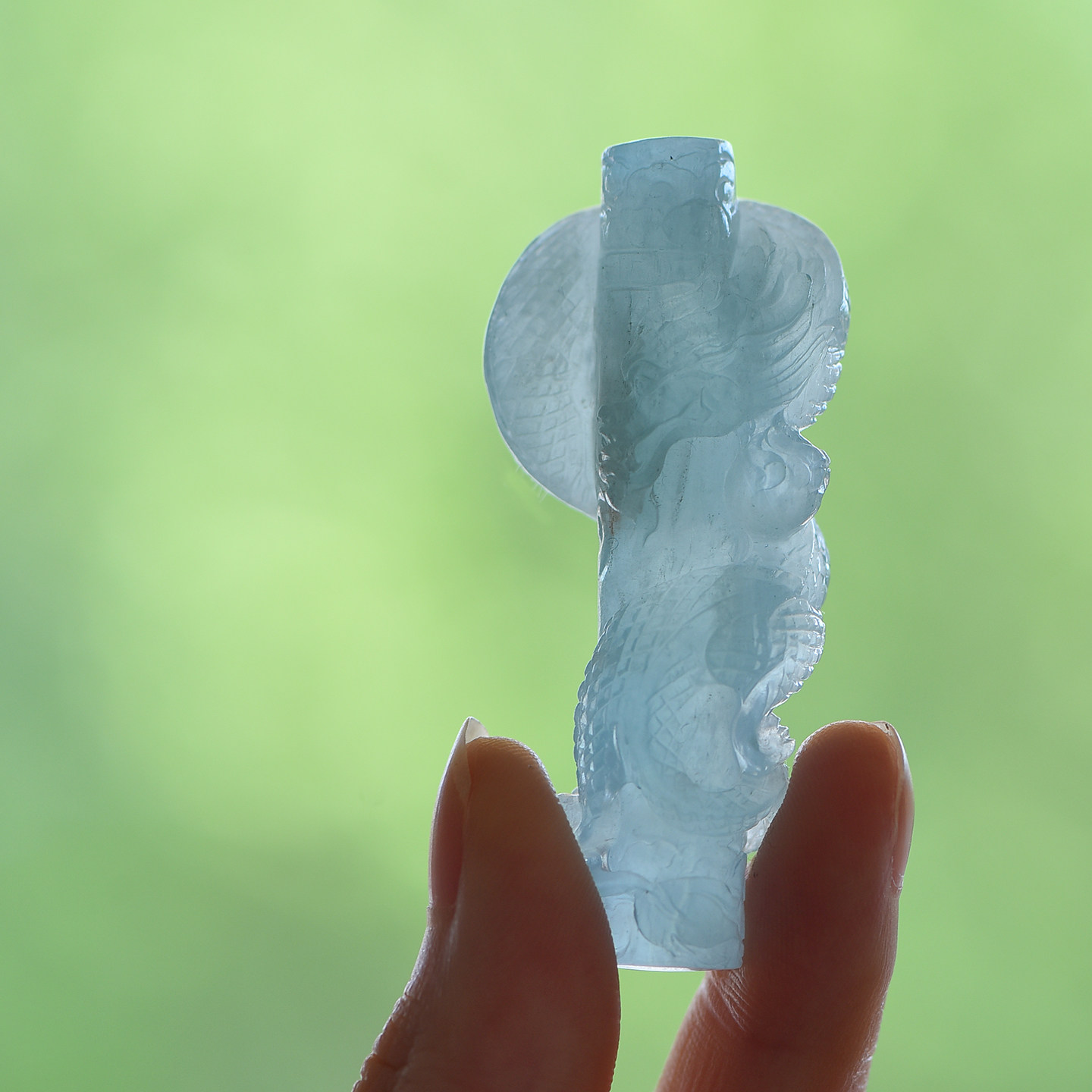 可定制材质水晶 海蓝宝龙牌龙柱 盘龙男女款吊坠挂件挂饰礼物礼品