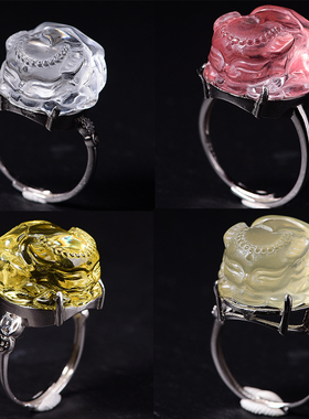 鲍氏水晶九尾狐戒指尾戒狐狸