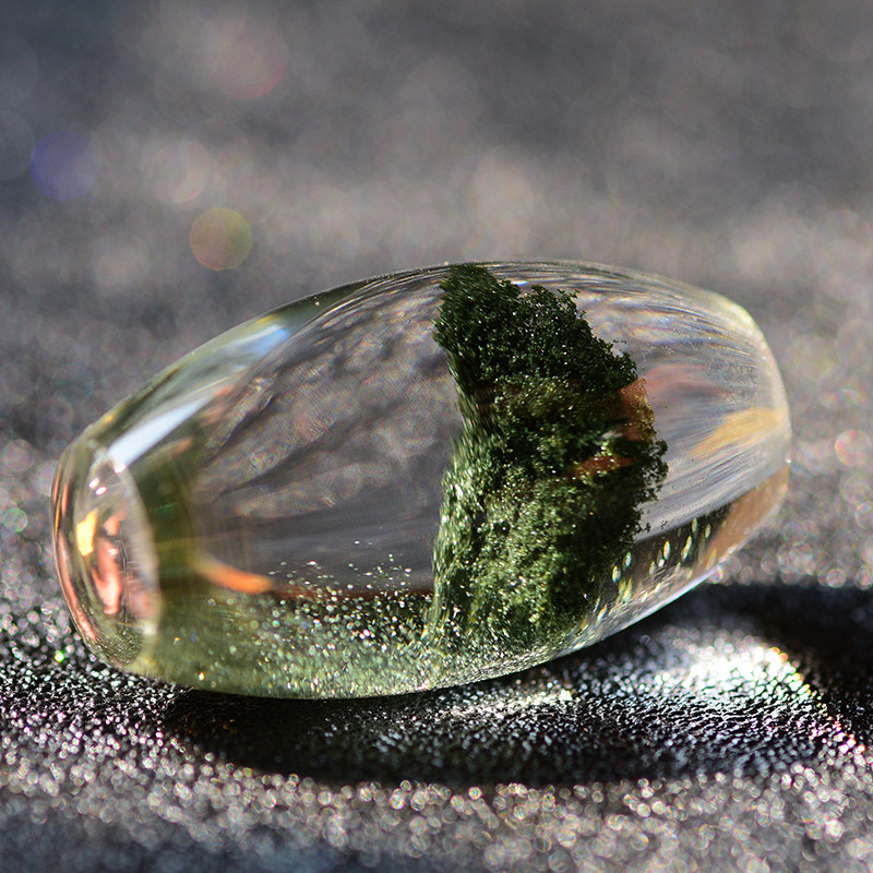 巴西矿区开采出产原石 墨绿色绿幽灵桶珠毛衣链吊坠挂坠男女款