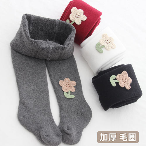 女童连裤袜宝宝儿童白色打底裤婴儿秋冬款加厚毛圈外穿女孩裤袜