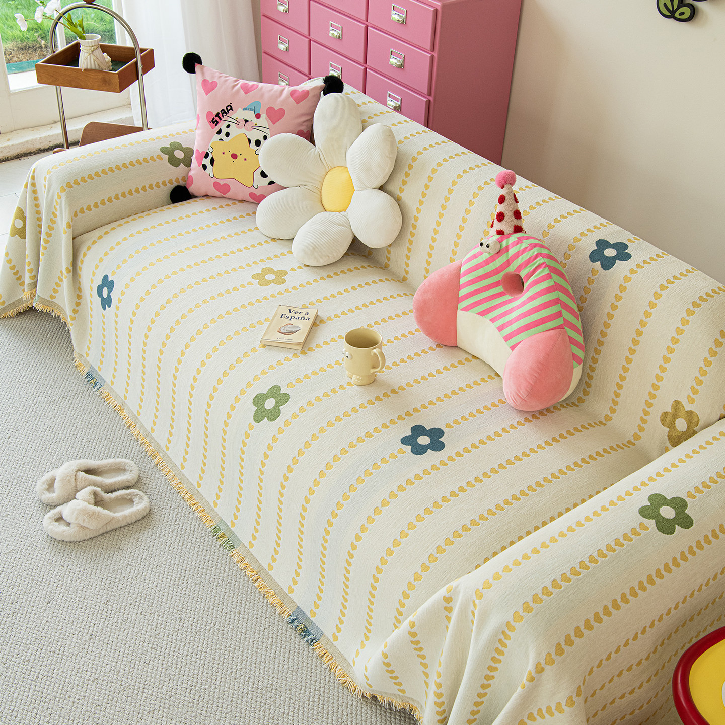 奶油多巴胺沙发盖布防猫抓四季通用2025新款防滑沙发巾全盖套罩毯,居家布艺,沙发垫,淘宝优惠券,粉丝福利购,淘宝优惠卷