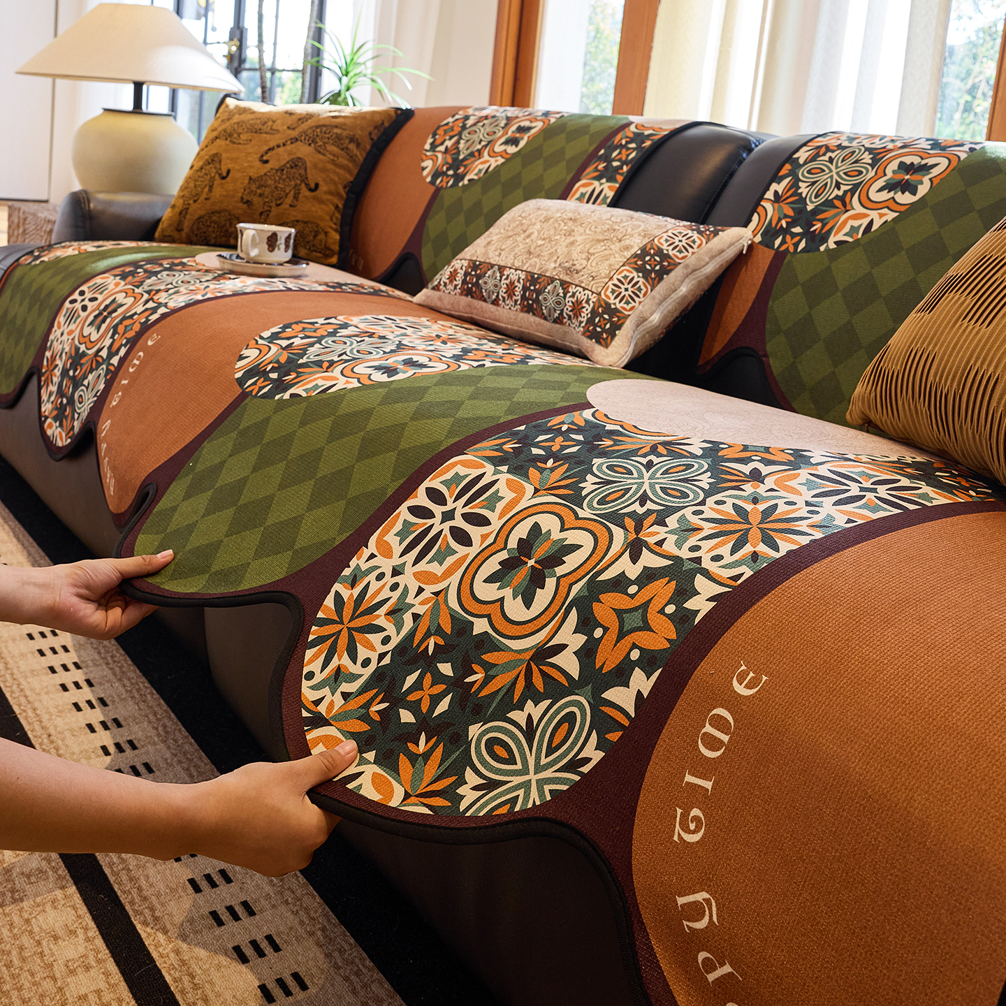 美拉德雪尼尔沙发垫四季通用防滑