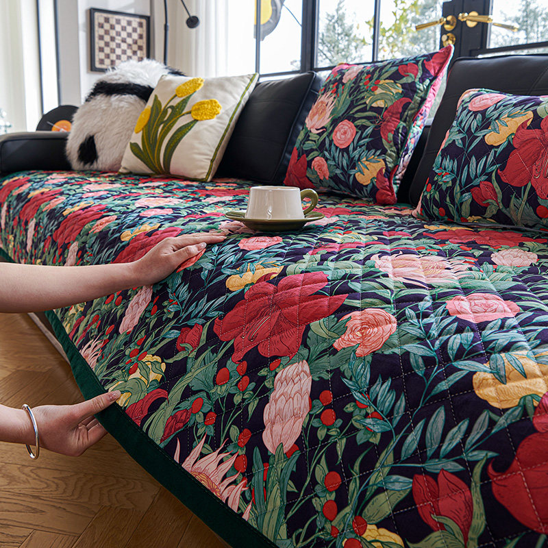 2025新款沙发垫四季通用复古花卉高级感加厚坐垫子沙发套罩盖布巾,居家布艺,沙发垫,淘宝优惠券,粉丝福利购,淘宝优惠卷