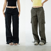 夏季 Ravehouse低腰休闲美式 长裤 裤 抽绳绑带重工轻薄显瘦工装