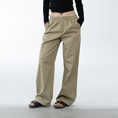 长裤 Ravehouse简约中腰松紧腰工装 百搭白色卡其色休闲裤