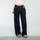 Ravehouse梨形显瘦低腰原色黑蓝高级感光泽牛仔裤 长裤
