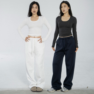 Ravehouse梨形秋冬厚实抽绳摇粒绒底长卫裤保暖显瘦一条顶两条