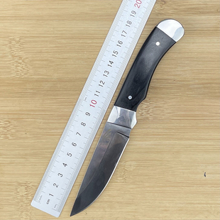出口美国多用途小猎刀家用切肉刀户外野营一体龙骨直刀镜面黑彩木