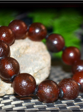 棕色老玛瑙手串天然文玩佛珠手珠手持单圈手链16mm圆珠老珠sy1414