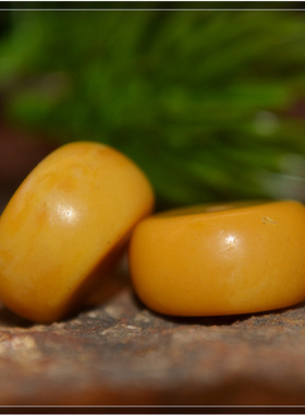 老黄色配饰老塑料扁珠18mm桶珠配珠赛璐璐DIY文玩对珠配件sy1092