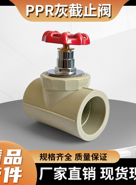 PPR灰色热熔截止阀DN20325063160自来水管热熔阀门开关4分2寸放水