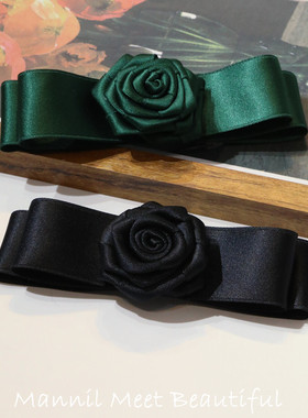 Mona张绮贤同款山茶花蝴蝶结发夹女小香发饰夹子头饰少女顶夹发卡