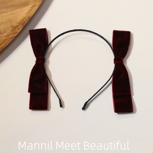 PizzzaL小猴子同款落难公主丝绒蝴蝶结立体双边发夹发箍发卡头箍