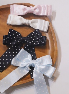 小猴子同款白色黑色波点蝴蝶结发夹侧边夹刘海夹对夹少女甜美发饰