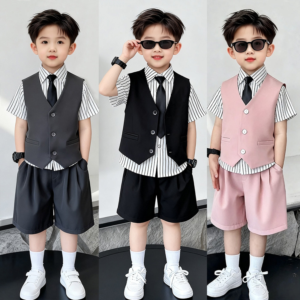 高级感男童西装套装夏季新款男孩礼服儿童小主持人幼儿园演出服装