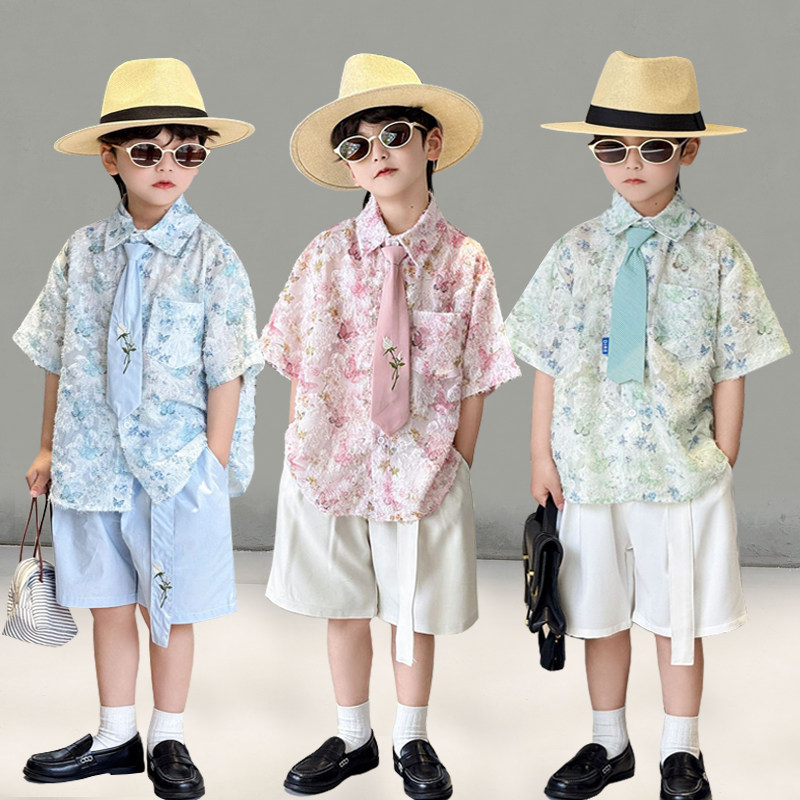 夏季男童西装套装帅气时髦儿童小主持人礼服潮酷男孩幼儿园演出服