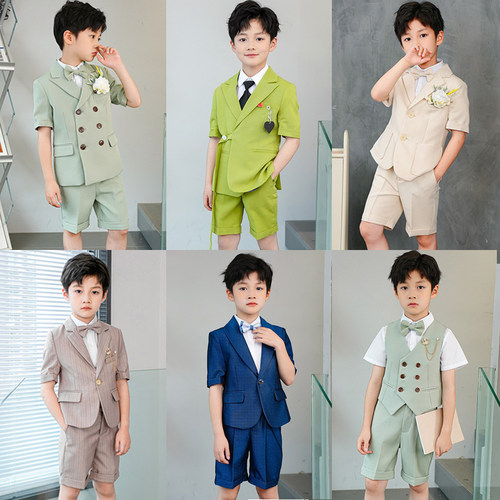儿童小主持人礼服男童西装套装夏