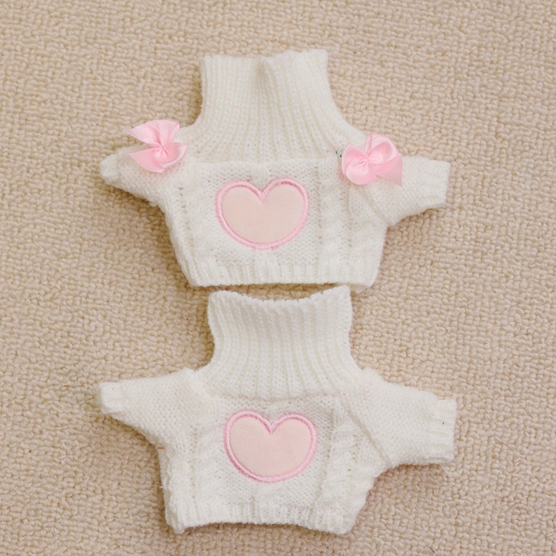 童20cm棉花洋娃娃毛衣玩偶公仔玩具配饰蝴蝶结爱心衣服针织