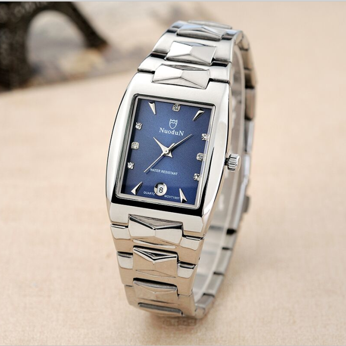 诺顿正品手表男防水钢带手表时尚休闲石英表超薄方形男士手表学生