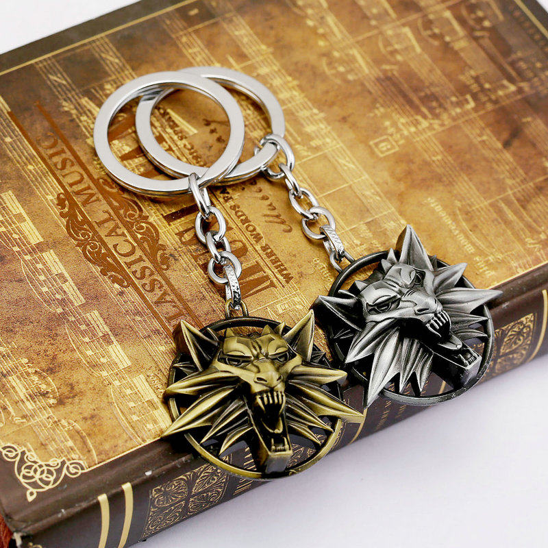 巫师3狼头钥匙扣猎魔人狂猎原厂徽章狼头项链巫师吊坠创意小礼品