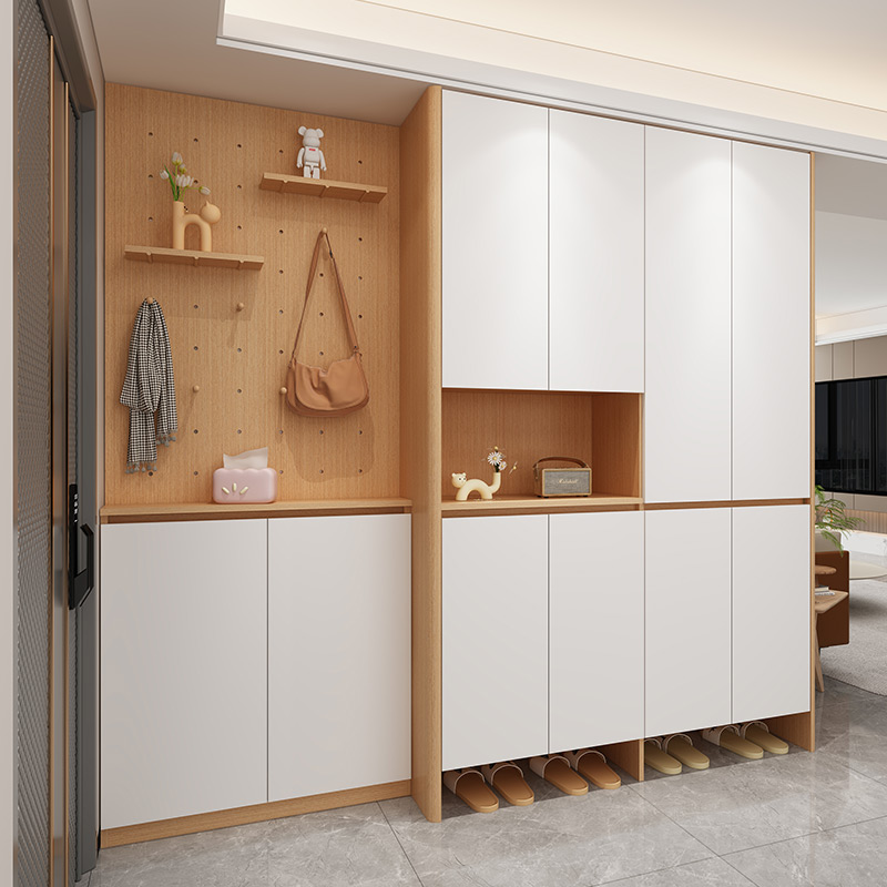 洞洞板鞋柜一体入户玄关组合