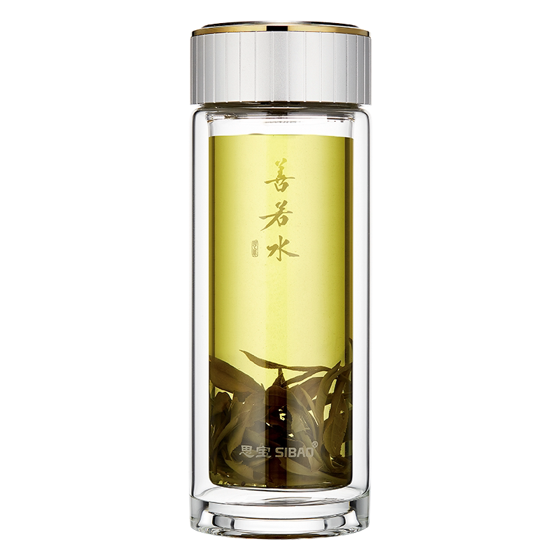 思宝便携商务双层加厚隔热玻璃杯