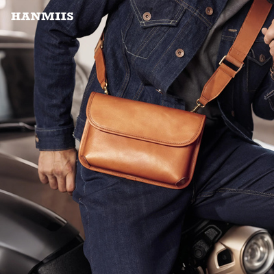 HANMIIS头层牛皮斜跨小包单肩包