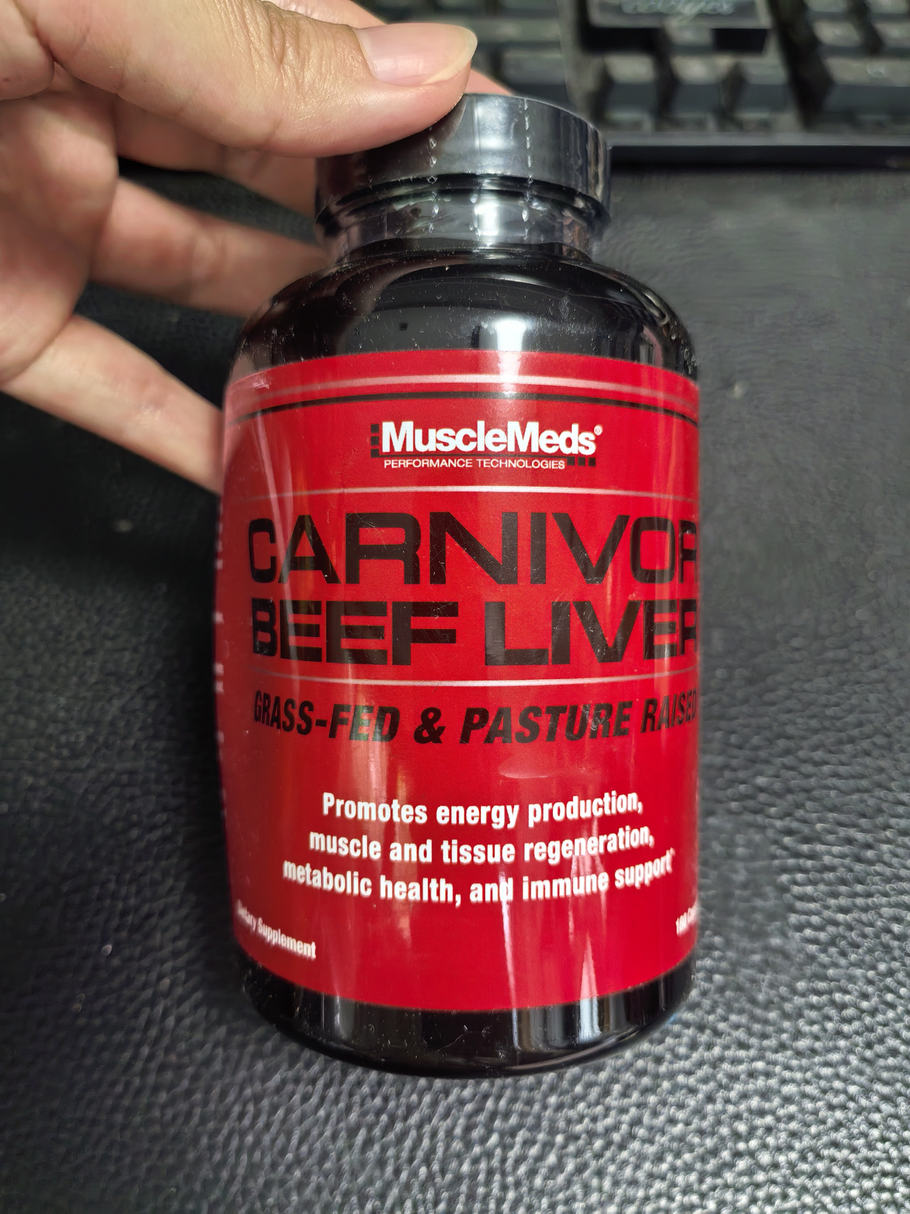 瓶凹美国MuscleMeds草饲冻干牛肝胶囊促肌肉再生运动恢复180粒