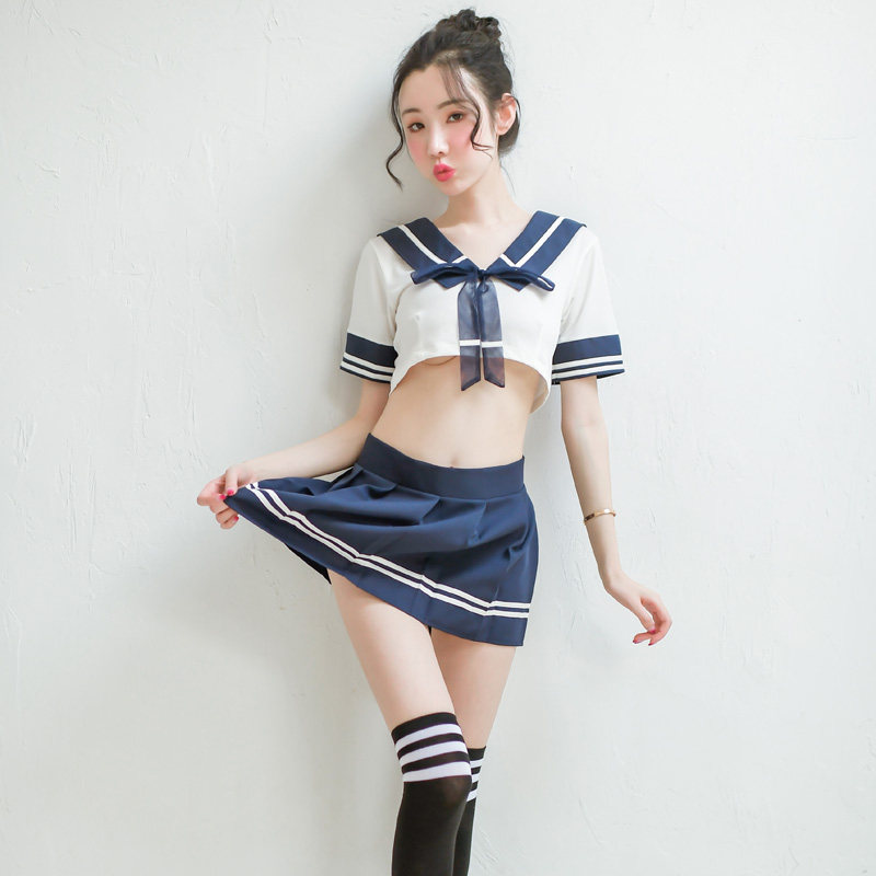 섹시한 일본 순수 학생 제복 정장 나이트 클럽 유혹 속옷 여성 선원 주름 치마 학교 소녀 정장