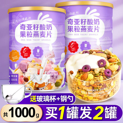 奇亚籽坚果酸奶燕麦片干吃泡酸奶
