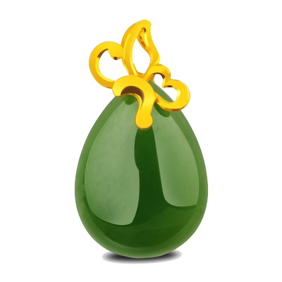 念玉珠宝24K黄金镶玉吊坠和田碧