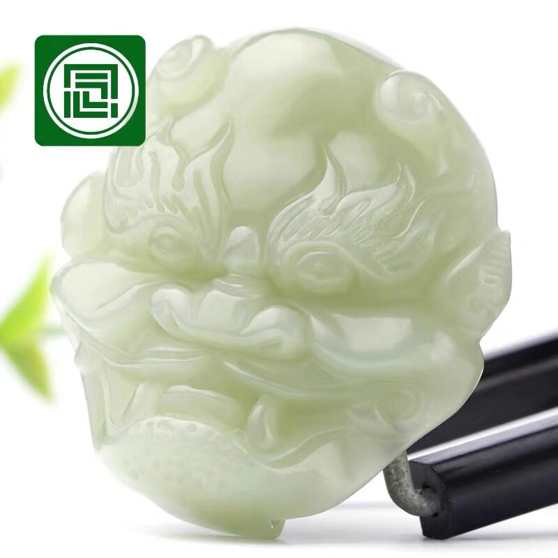 念玉正品和田玉挂件护身鬼头腰配男士款天然白玉皮带扣青海料