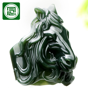 念玉新疆和田玉扳指天然黑青玉戒指环男款扳戒玉石生肖马头本命年