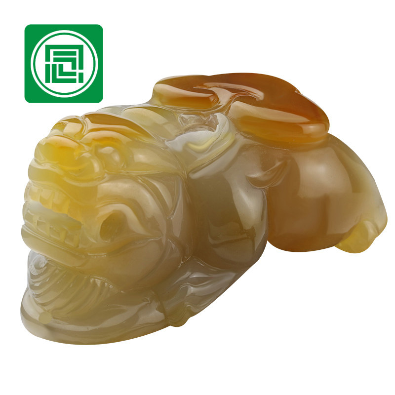 念玉天然红玛瑙手把件如意貔貅小摆件玉髓把玩件文玩玉石原色男款