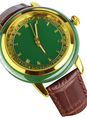 念玉新疆和田玉手表金色镶钻石英