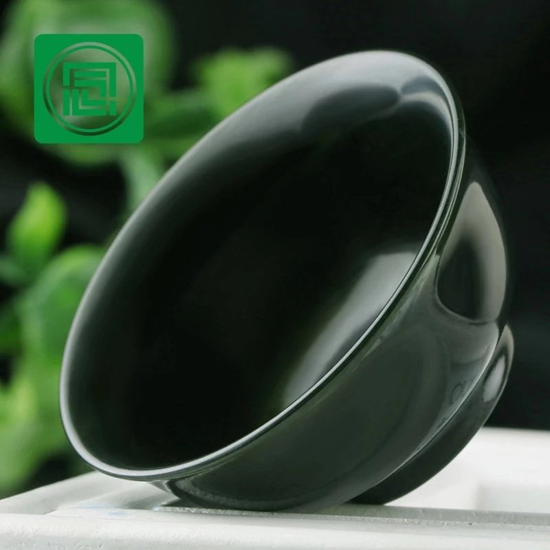 念玉珠宝新疆和田玉茶具天然黑青玉茶杯细料超薄夜光杯酒杯带证书怎么看?
