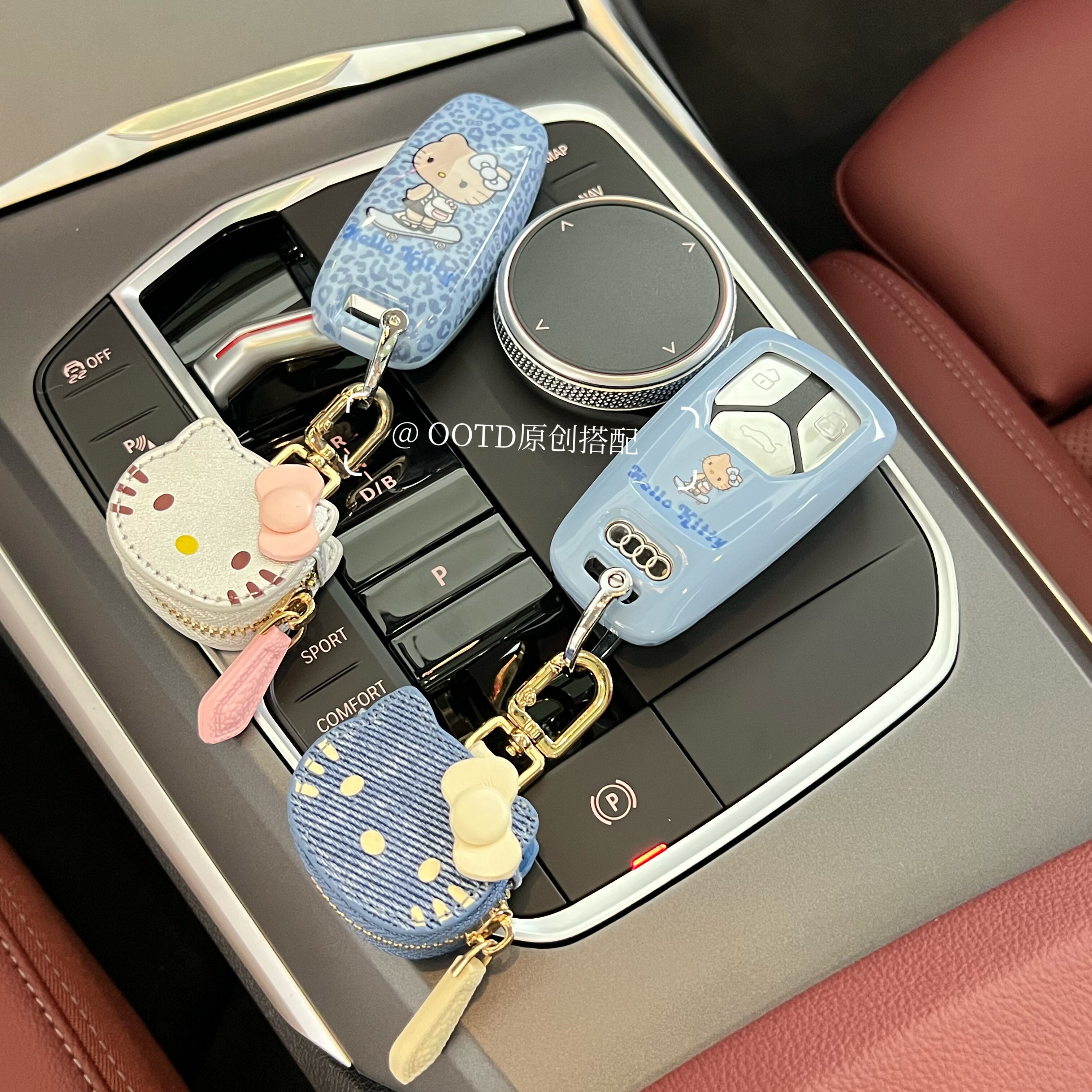 适用奥迪钥匙套A4L/A7L/A3车Q4etron包Q5/q2/A6L/Q5L/A8可爱壳扣