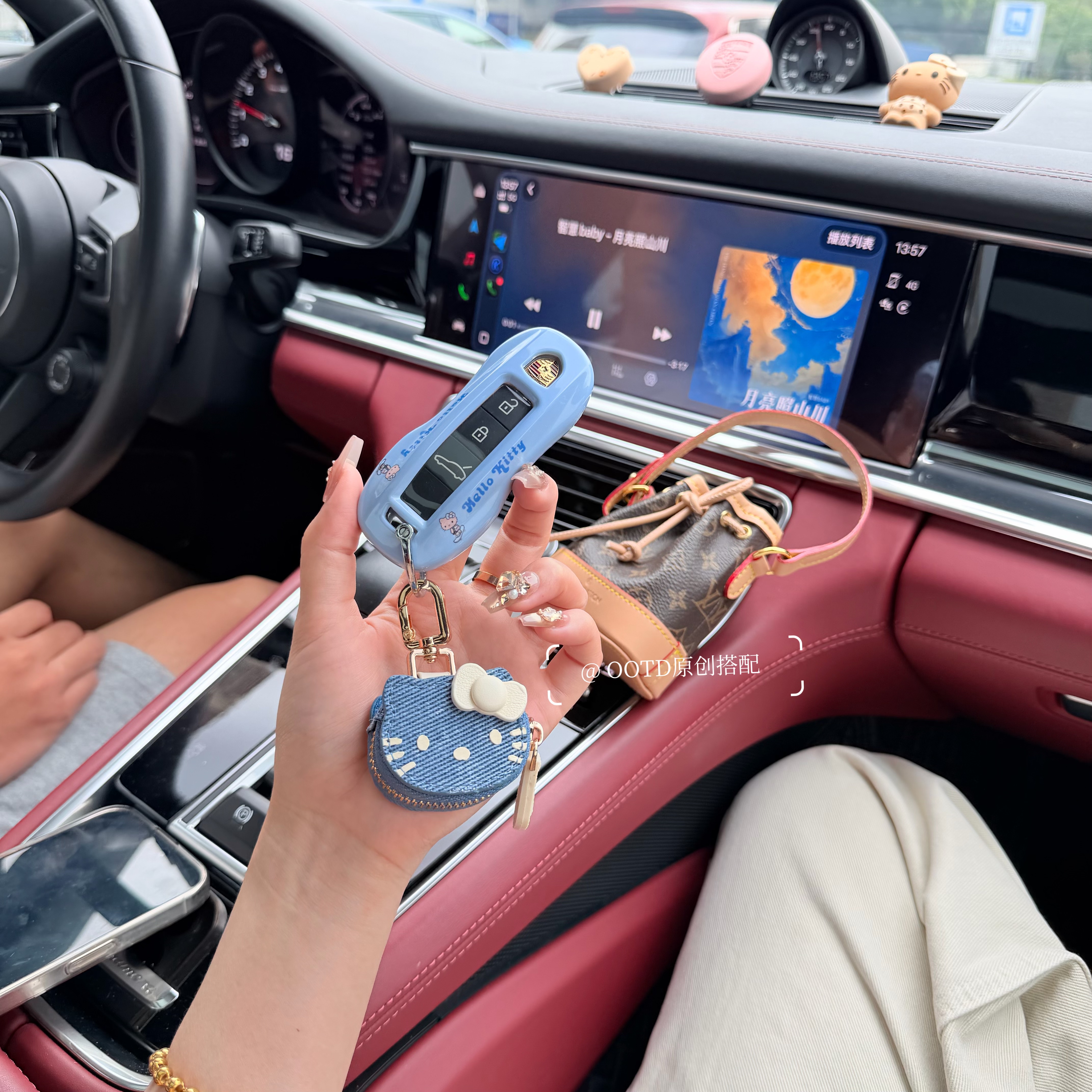 豹纹黑皮kt适用保时捷911车钥匙套718taycan卡宴macan帕拉梅拉壳