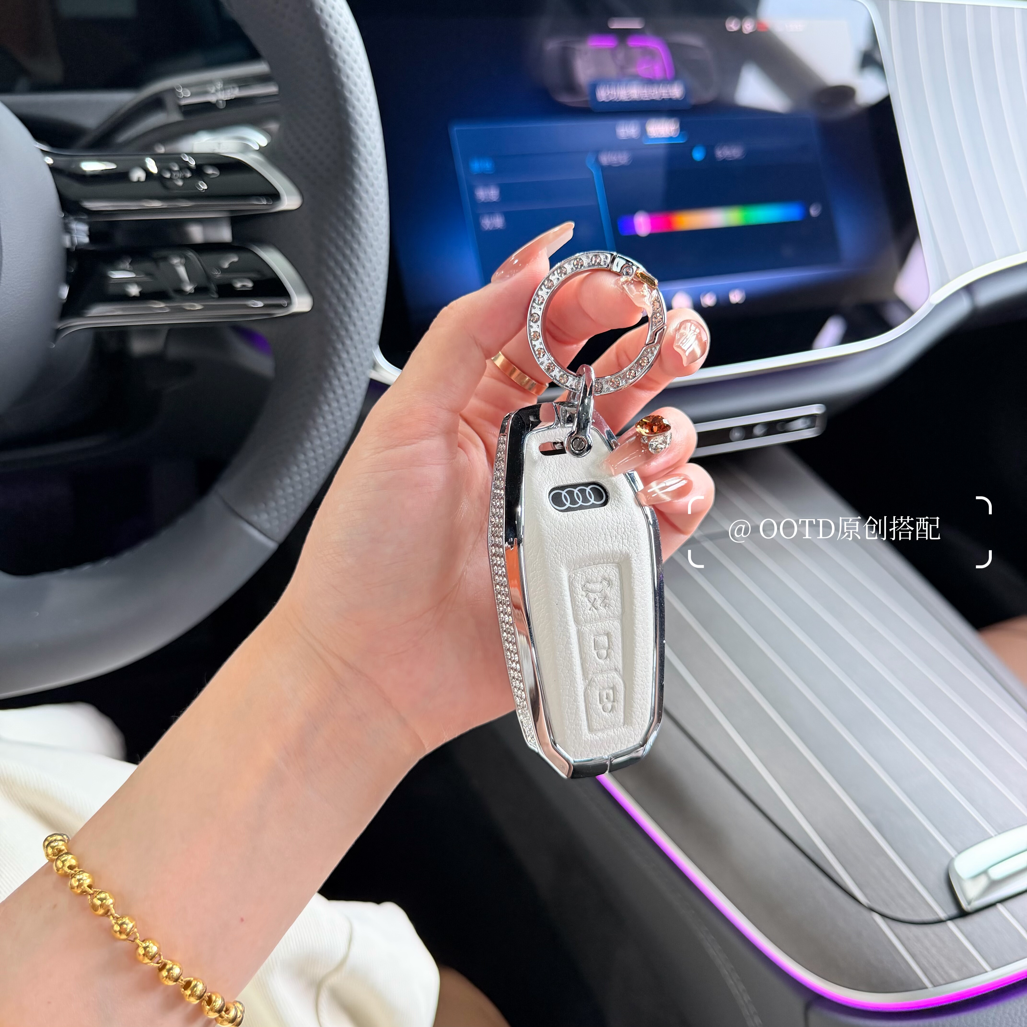 适用于26款奥迪A6L钥匙套A5L-etron新汽车配件Q6Letron真皮壳包扣