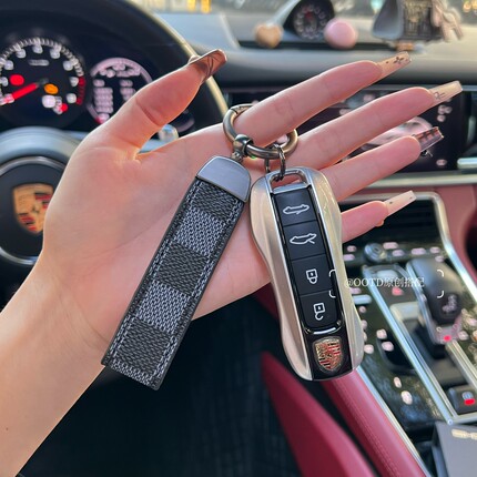 GT银适用保时捷钥匙壳新718卡宴macan帕拉梅拉Taycan911男插入式
