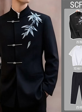 新中式男士订婚衣服套装