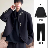 外套情侣装 2026新款 饰设计感立领垫肩休闲西装 西服夹克金属装 短款