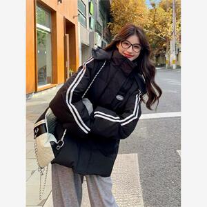 反季黑色羽绒棉服女冬季2024新款韩版宽松学生加厚棉衣棉袄外套潮