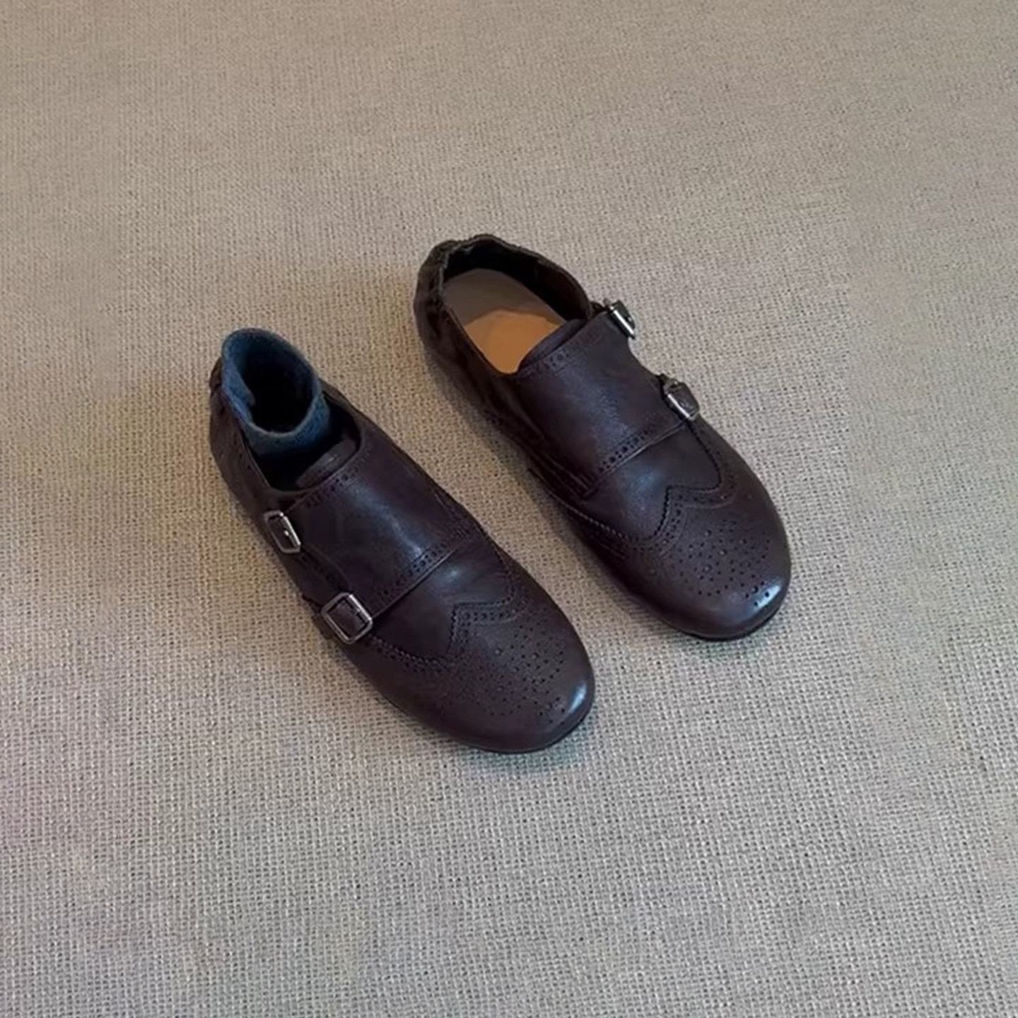 牛皮版~复古英伦风雕花小皮鞋女一脚蹬乐福鞋圆头深口单鞋豆豆鞋,女鞋,乐福鞋（豆豆鞋）,淘宝优惠券,粉丝福利购,淘宝优惠卷